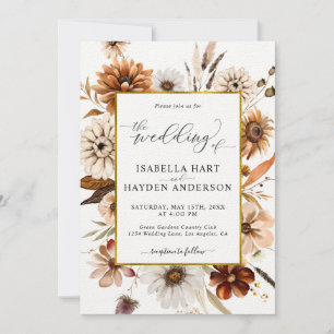 Invitation Rust Terracotta Chute Tout En Un Code QR Mariage