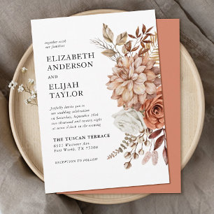 Invitation Rust Terracotta Fall Floral Mariage