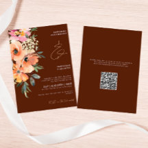 Rust Terracotta Floral QR Code Mariage