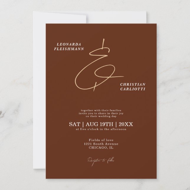 Invitation Rust Terracotta Minimaliste Ampersand Mariage  (Devant)