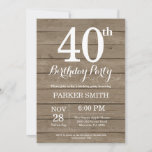 Invitation Rustic 40th Birthday Invite<br><div class="desc">Rustic 40th Birthday Invite. Rustic Wood Background. Vintage Retro Birthday. Adult Birthday. Men or Women Bday Invite. 13th 15th 16th 18th 20th 20st 30th 40th 50th 60th 70th 80th 90th 100th, Any age. For further customization, please click the "Customize it" button and use our design tool to modify this template....</div>
