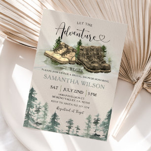 Invitation Rustic Adventure Commencer Randonnée Boots Fête de