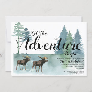 Invitation Rustic Adventure Moose Boy Camping Anniversaire