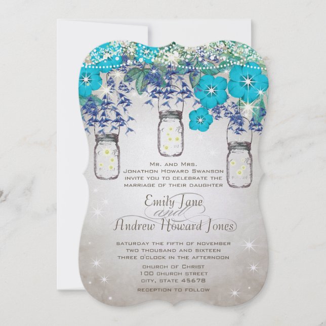 Invitation Rustic and Romantic Mason Jar Under the Stars (Devant)