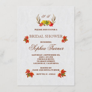 Invitation Rustic Antlers Automne Boho nuptiale de douche Inv