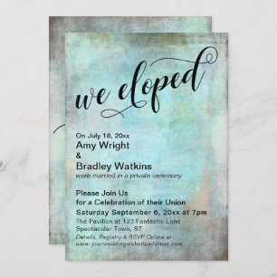 Invitation Rustic Aqua We Eloped Post Mariage Celebration