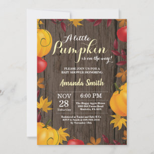 Invitation Rustic Automne Citrouille Baby shower Jaune invita