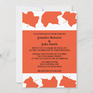 Invitation Rustic Automne Feuilles Brûlé Orange Mariage Autom
