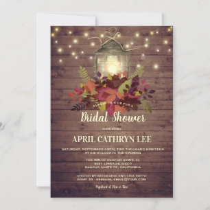 Invitation Rustic Automne Feuilles String Lumières Fête des m