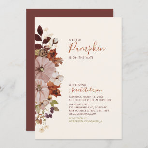 Invitation Rustic Automne Floral Citrouille Invitatiatiatiati