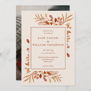 Invitation Rustic Automne Terracotta Mariage photo
