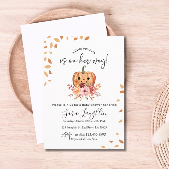 Invitation Rustic Autumn Citrouille Baby shower d'automne (Rustic Autumn Pumpkin Baby Shower Invitation)
