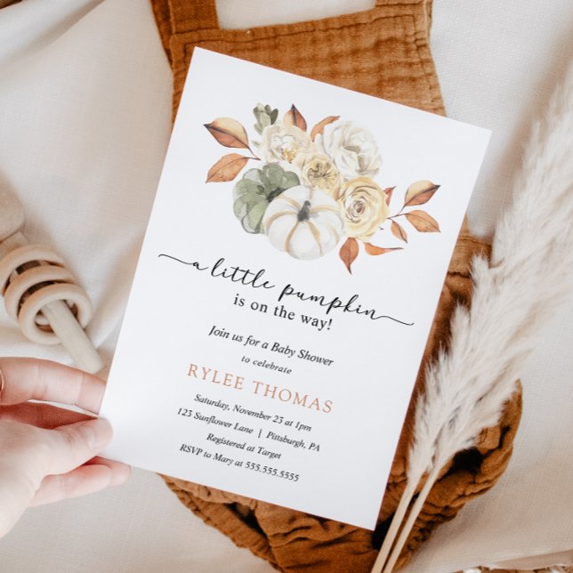 Invitation Rustic Autumn Foliing Citrouille Baby shower d'aut (Créateur téléchargé)