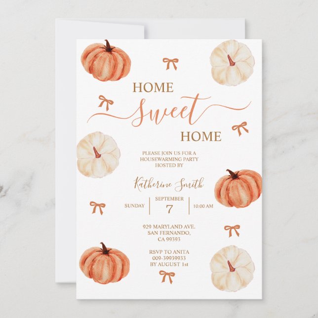 Invitation Rustic Autumn Pumpkin Housewarming Party (Devant)