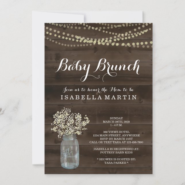 Invitation Rustic Baby Brunch (Devant)