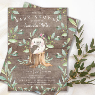 Invitation Rustic Baby Hedgehog et maman Baby shower