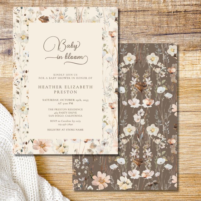 Invitation Rustic Baby in Bloom Wildflower Baby Shower  (Créateur téléchargé)