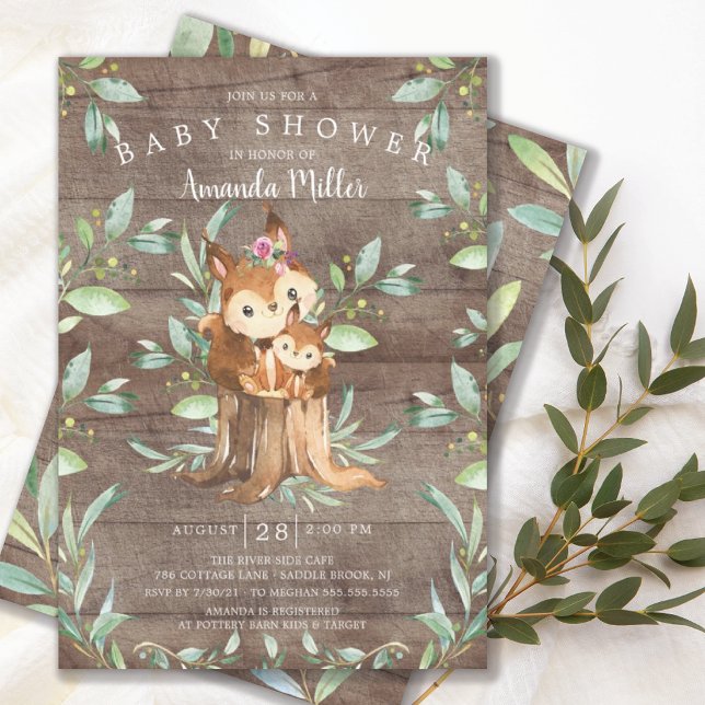 Invitation Rustic Baby Squirrel et Baby shower maman (Créateur téléchargé)