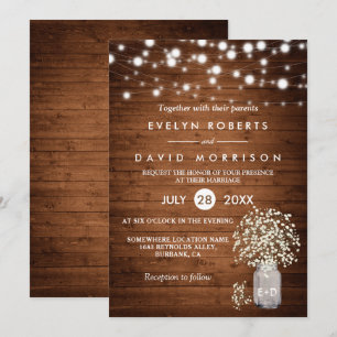 Invitation Rustic Baby's respire Mariage officiel