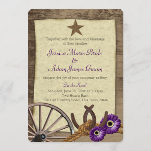 Invitation Rustic Barn Horseshoes et Gerbera Daisy