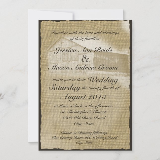 Invitation Rustic Barn Mariage (Devant)