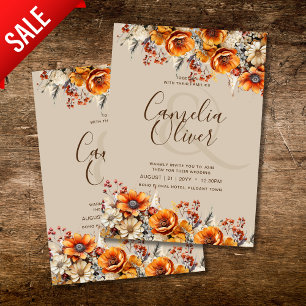 Invitation Rustic Barn Mariage   Automne Brûlé Orange