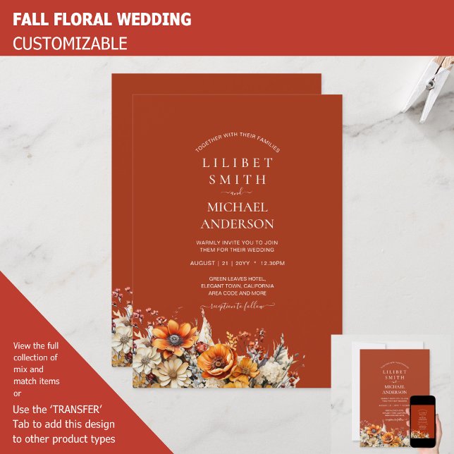 Invitation Rustic Barn Mariage | Automne Brûlé Orange (Créateur téléchargé)