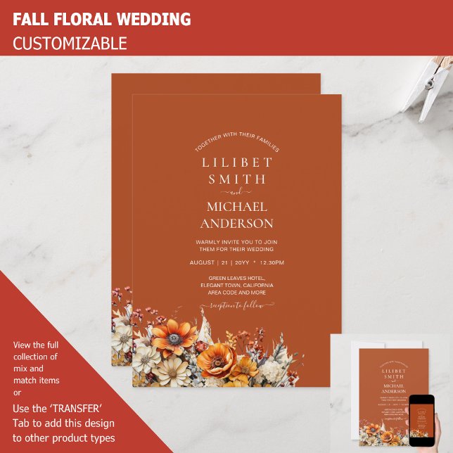Invitation Rustic Barn Mariage | Automne Brûlé Orange (Créateur téléchargé)