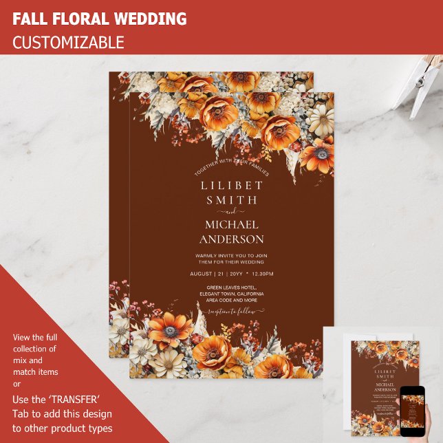 Invitation Rustic Barn Mariage | Automne Brûlé Orange (Créateur téléchargé)
