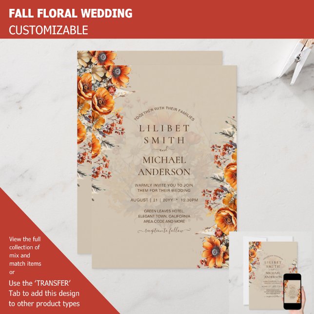 Invitation Rustic Barn Mariage | Automne Brûlé Orange (Créateur téléchargé)