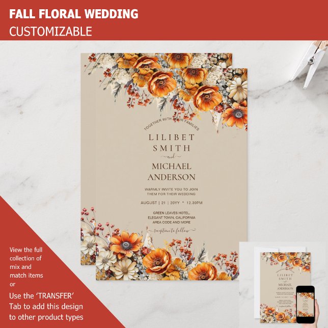 Invitation Rustic Barn Mariage | Automne Brûlé Orange (Créateur téléchargé)