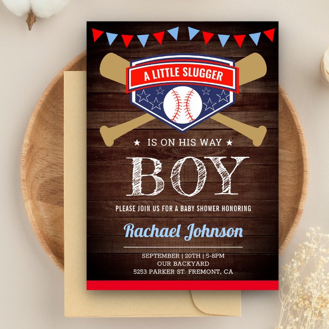 Invitation Rustic Barn Wood Sports Baby shower de baseball de (Créateur téléchargé)