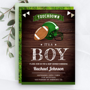 Invitation Rustic Barn Wood Sports Baby shower de football de