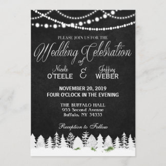 Invitation Rustic Barne Mariage Chalkboard hiver Noël