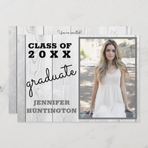 Invitation Rustic Barnwood Photo 2025 Graduation Party