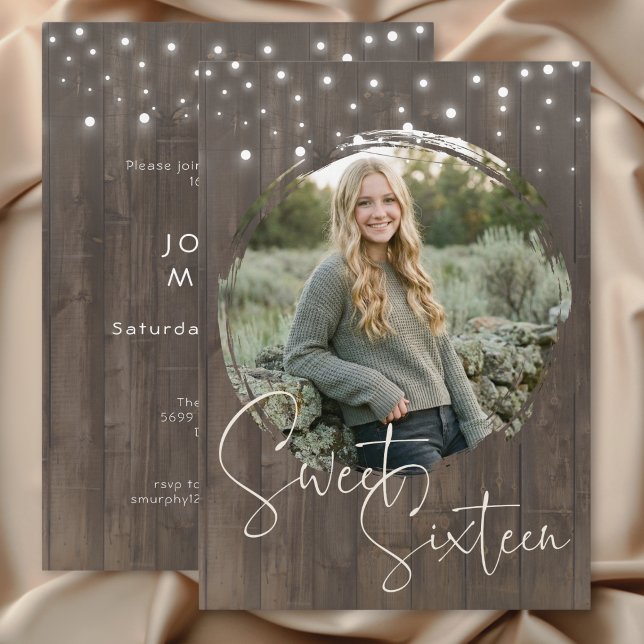 Invitation Rustic Barnwood Photo Sweet Sixteen Birthday Party (Rustic Barnwood Photo Sweet Sixteen Birthday Party Invitation)