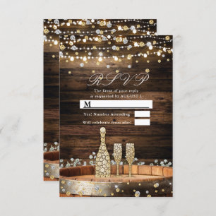 Invitation Rustic Barrel Champagne Lumières Mariage RSVP Répo