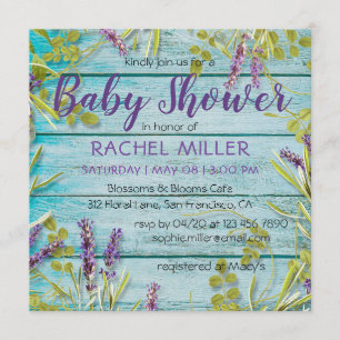 Invitation Rustic Beach Chic Lavender Baby shower