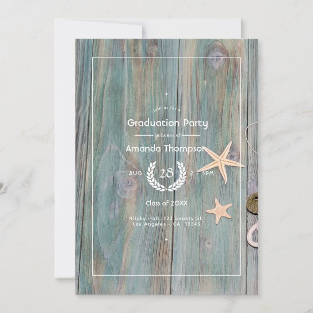 Invitation Rustic Beach Nautical Graduation Party (Devant)