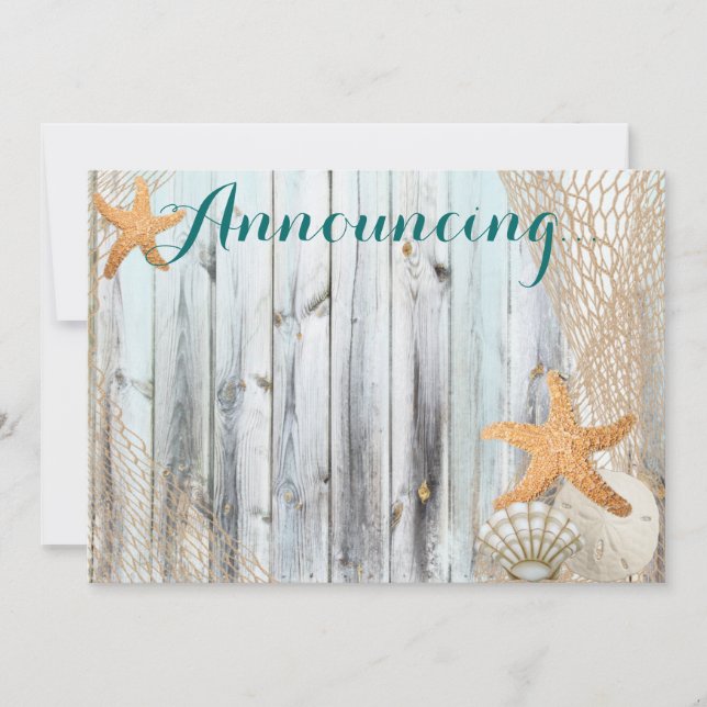 Invitation Rustic Beach Starfish Mariage Annouement (Devant)