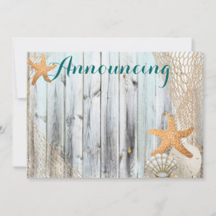 Invitation Rustic Beach Starfish Mariage Annouement