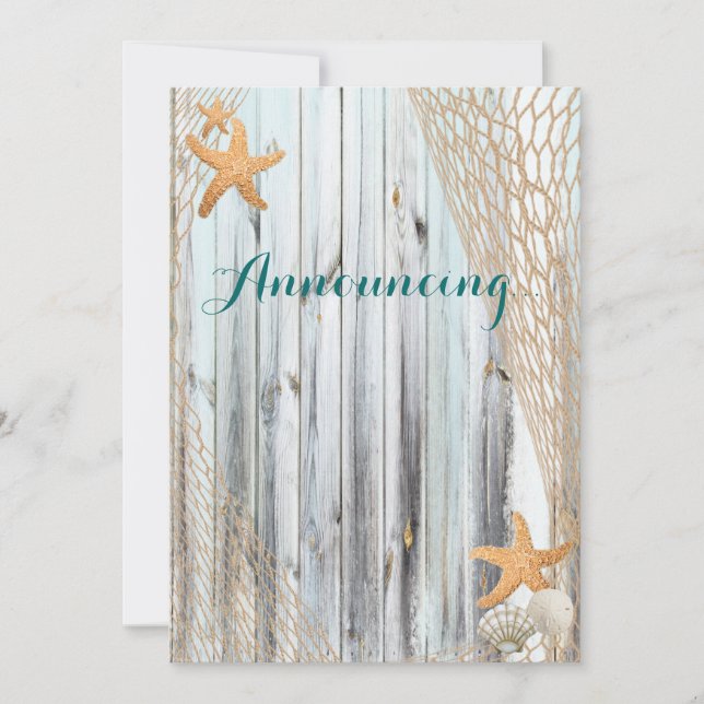 Invitation Rustic Beach Starfish Mariage Annouement (Devant)