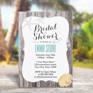 Invitation Rustic Beach Theme Wood Arrière - plan Fête des ma