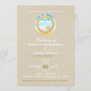 Invitation Rustic Beach Wedding Kraft Moderne Élégant
