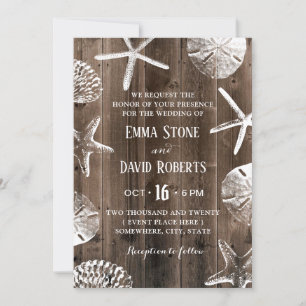 Invitation Rustic Beach Wedding Starfish & Seashell Grange Wo