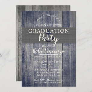 Invitation Rustic Beach Wood Nautical Graduation Party