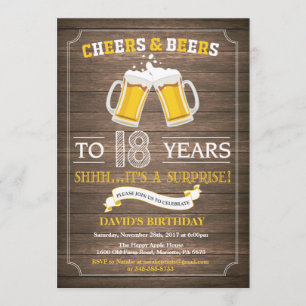 Invitation Rustic Beer Surprise 18e anniversaire