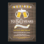 Invitation Rustic Beer Surprise 50e anniversaire<br><div class="desc">Salers et bières 50e anniversaire Invitation Card avec arrière - plan en bois rustique.
Pour plus de personnalisation,  cliquez sur le bouton "Customiser" et utilisez notre outil de conception pour modifier ce modèle.</div>