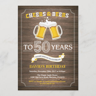 Invitation Rustic Beer Surprise 50e anniversaire