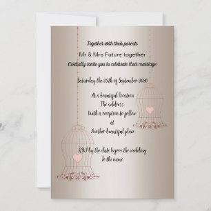 INVITATION RUSTIC BIRDCAGE OR BRONZE MARIAGE PERSONNALISÉ